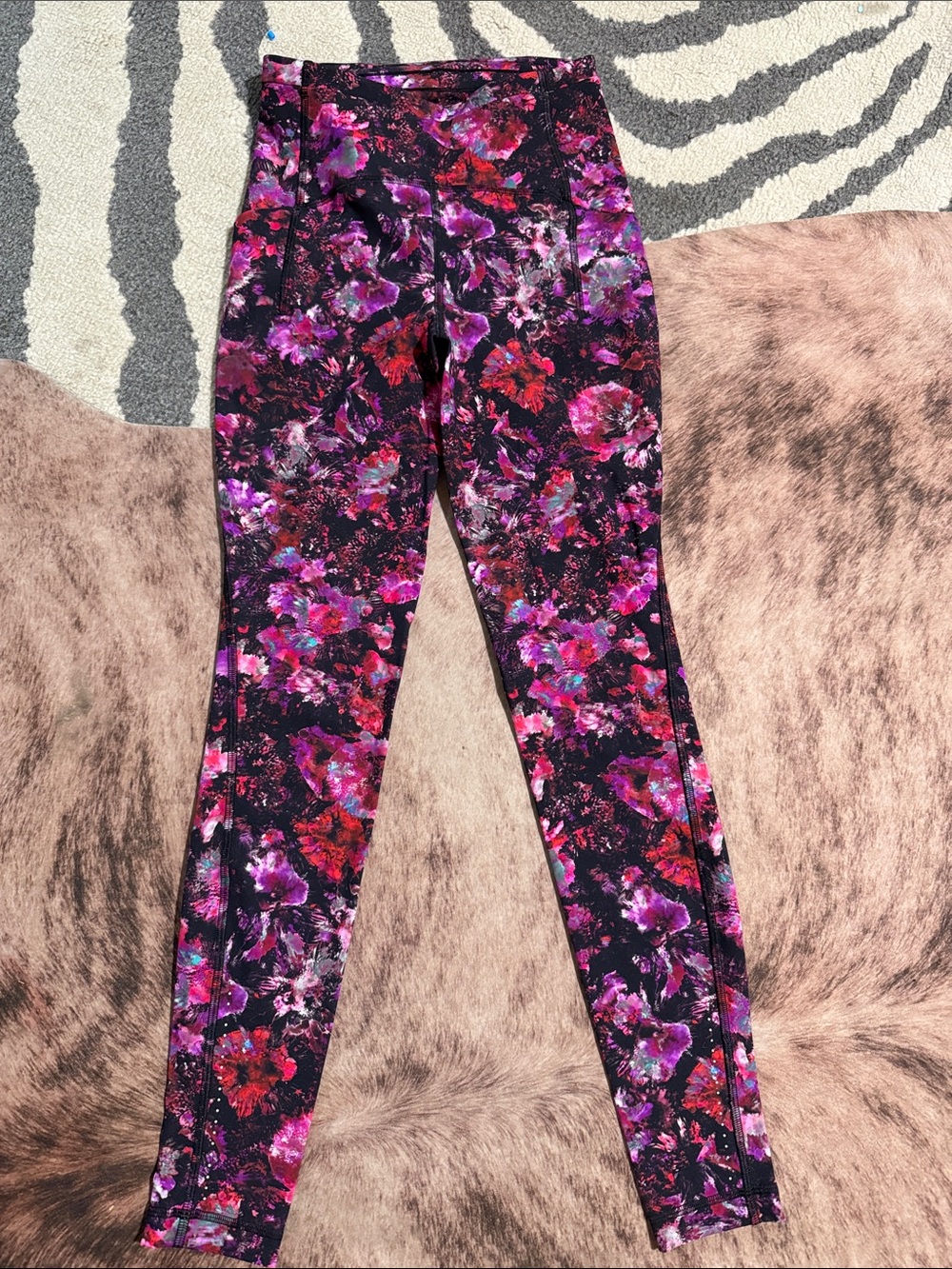 lululemon athletica Purple & Pink Floral Leggings